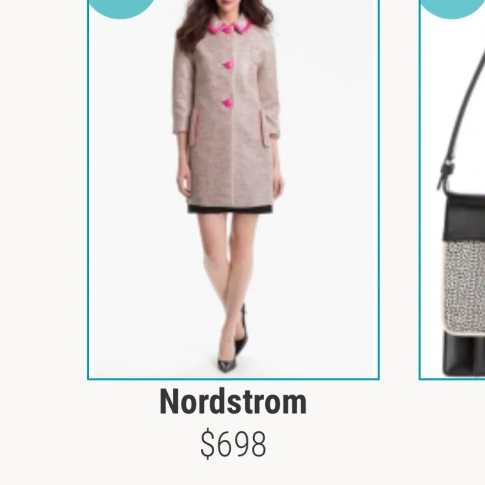 KATE SPADE Carrie’s Pink Tweed Coat With Hot Pink Buttons Size 4